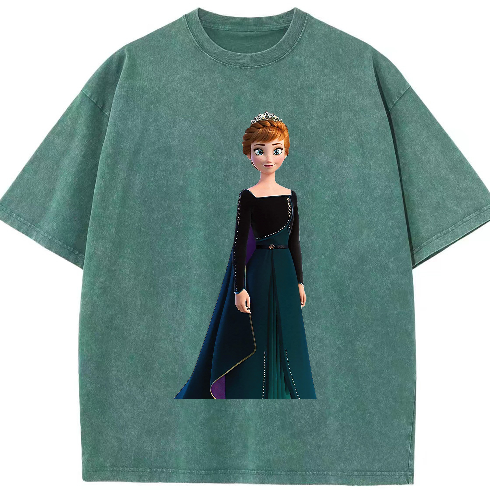 （画像用） アナと雪の女王 アンナ エルサ Frozen Anna Elsa 綿100% ヴィンテージ風 半袖Tシャツ（フロントプリント）